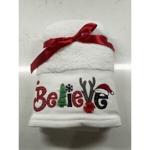 Balsam & Fir BELIEVE Christmas Towel Santa Tree Holiday Bathroom Kitchen NEW